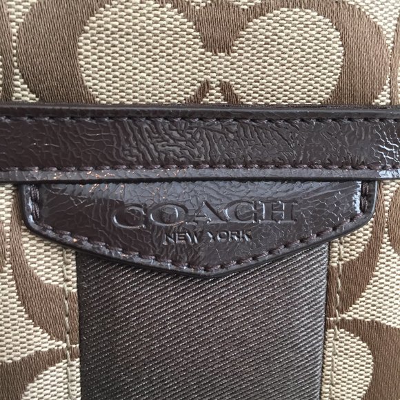 Coach Signature Canvas Stripe Tote Shoulder Bags